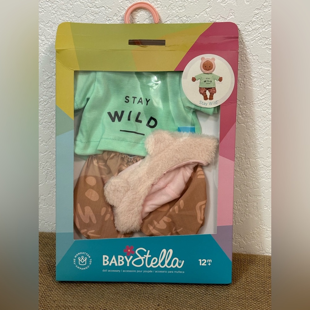 🆕 Baby Stella Stay Wild Outfit Pink and Brown Bear 12+ months by Manhattan Toy